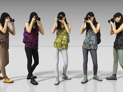 Women Taking Photos with Cameras in Different Outfits and Various Poses 3d model Women Taking Photos with Cameras in Different Outfits and Various Poses 3d model