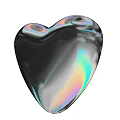 Decorative Ornament Set Heart Shaped Transparent With Iridescent Rainbow Glow On Black Background