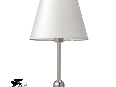 Modern Table Lamp With White Fabric Shade And Metal Stand Spherical Base 3d model