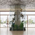 Elegant Hotel Lobby Interior With Water Feature Rock Formations Lotus Flowers And Marble Pillars