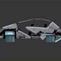 Futuristic Concept Car With Geometric Design Transparent Panels And Blue Lights