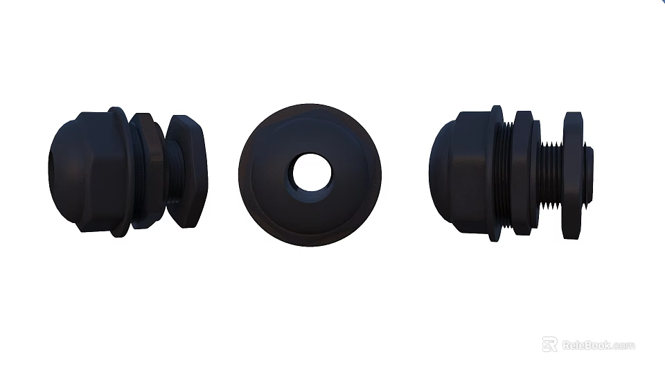 Black Hardware Tools Sealing Components With Threaded Design And Central Hole For Industrial Applications 3d model 
