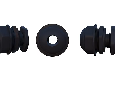 Black Hardware Tools Sealing Components With Threaded Design And Central Hole For Industrial Applications 3d model