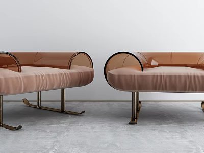 Modern Single Sofa with Light Fabric Upholstery Transparent Armrests and Metal Legs 3d model