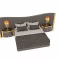 Modern Luxury Bedroom Design With Brown Upholstered Bed Gold Accents And Nightstands