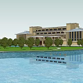 Waterfront Resort Architecture Complex With Green Spaces Paths And Surrounding Water
