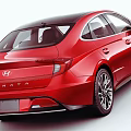 Red Hyundai Car With Modern Sleek Body Design And Alloy Wheels