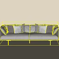 Light Gray Three Seater Sofa with Modern Design and Gray White Decorative Pillows 3d model