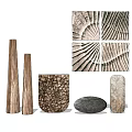 Modern Natural Decorative Ornament Set With Tall Columnar Intricate Hollow And Textured Wall Art Panels