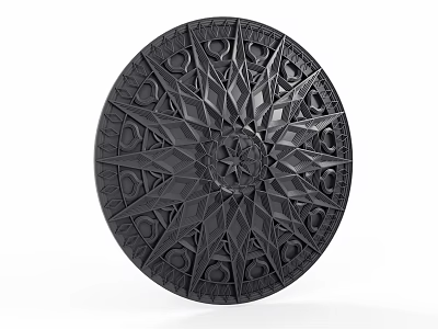 Black Round Wall Decor With Intricate Geometric Patterns Star Shaped Center And Relief Design 3d model