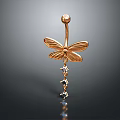 Elegant Gold Dragonfly Shaped Navel Piercing Jewelry With Sparkling Diamonds