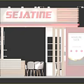 SEIJATIME Exhibition Booth Design With Red White Structure Tables Chairs And Display Screen