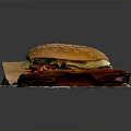 Burger King Hamburger With Sesame Seed Bun Fresh Lettuce And Tomato On Wrapper