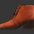 Stylish Orange Leather Ankle Boots With Black Laces And Block Heels