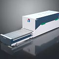 Industrial White And Blue Conveyor Processing Machine With Belt And Control Panel 3d model