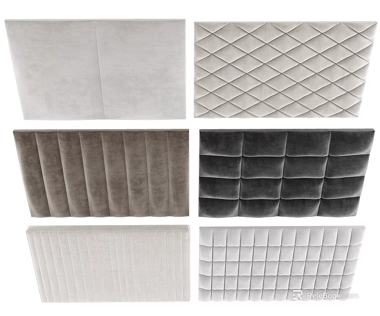 Modern Upholstered Wall Panels With Various Textured Patterns For Home Decor 3d model