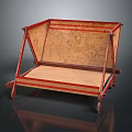 Wooden Stool Featuring Red Frame Handcrafted Cork Seat And Backrest
