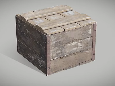 Vintage Wooden Storage Cabinet With Slatted Plank Design And Rustic Finish 3d model