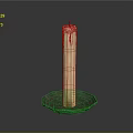Tall Natural Beige Cylindrical Candle On Dark Textured Tray