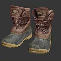 Brown And Blue Waterproof Lace Up Winter Boots With Yellow Non Slip Sole