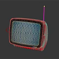 Red Retro Television With Blue Screen And Antenna