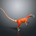 3D Dinosaur Character Standing Pose Model With Orange Body White Tail Green Head And Claws
