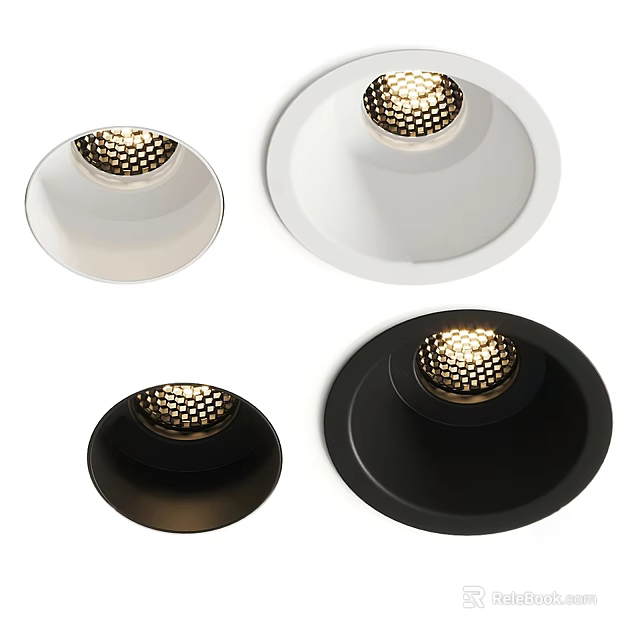 White and Black Round Downlights Spotlights with Mesh Covers for Modern Home Ceiling 3d model 