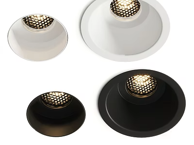 White and Black Round Downlights Spotlights with Mesh Covers for Modern Home Ceiling 3d model