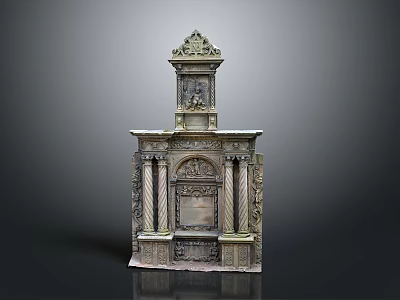 Classical Architectural Decorative Structure Featuring Carved Columns And Ornate Top Details 3d model