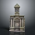 Classical Architectural Decorative Structure Featuring Carved Columns And Ornate Top Details