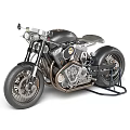 Vintage Custom Motorcycle With Chrome Metal Engine And Sleek Black Body Design
