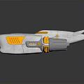 Futuristic Spacecraft Design Featuring Silver Body Yellow Thrusters And Reflective Surface 3d model