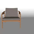 Stylish Leisure Chair With Wooden Frame And Gray Comfortable Cushion Design