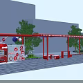 Coca-Cola Outdoor Display With Red Canopy Snowflake Decorations Polar Bear Figure And Balloons