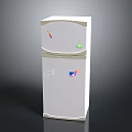 White Double Door Refrigerator With Colorful Decorative Stickers For Home Use