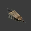 Traditional Handcrafted Wooden Bucket With Metal Hoops And Curved Structure