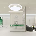 Modern Bright Clothing Store Interior With White Space Glass Displays Green Countertops And Clothing Racks