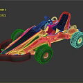 Red Go Kart With Open Design Black Seats Steering Wheel And Large Wheels