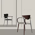 Stylish 2024 Modern Dining Chair With Wooden Armrest Metal Legs And Beige Black Seats