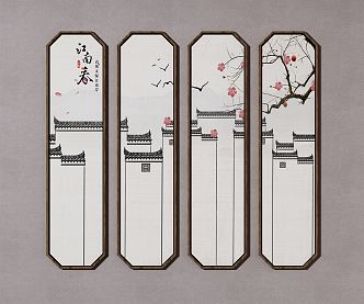 New Chinese Architectural Painting Decorative Painting 3d model