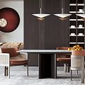 Modern Restaurant Interior Design With Wooden Dining Table Pendant Lights And Chairs