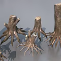 Natural Plant Combination Featuring Multiple Tree Stumps And Exposed Roots 3d model