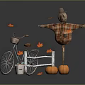 Commercial Equipment for Autumn Decor Featuring Scarecrow Bicycle Pumpkins Maple Leaves and Basket