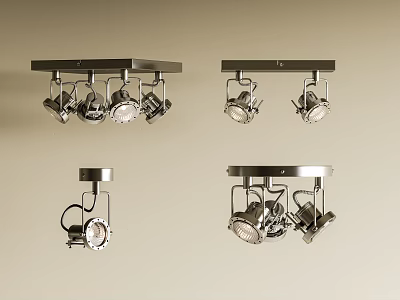 Modern Track Lighting Fixtures Set With Adjustable Ceiling Mounted Spotlights 3d model