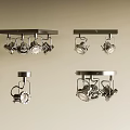 Modern Track Lighting Fixtures Set With Adjustable Ceiling Mounted Spotlights 3d model