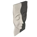 Black and White Face Sculpture Modern Wall Decor with Minimalist Design for Home Interior