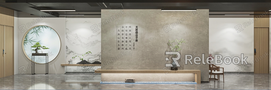 New Chinese background wall Corridor background wall model