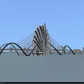 Modern White Arched Cable Stayed Bridge Spanning Calm Blue Water 3d model
