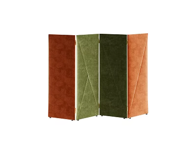 Modern Room Divider With Brown Green Orange Velvet Panels And Geometric Stitching Design 3d model