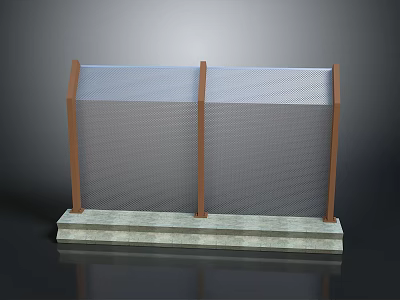 Modern Architectural Double Mesh Panels With Brown Frames And Concrete Base Support 3d model